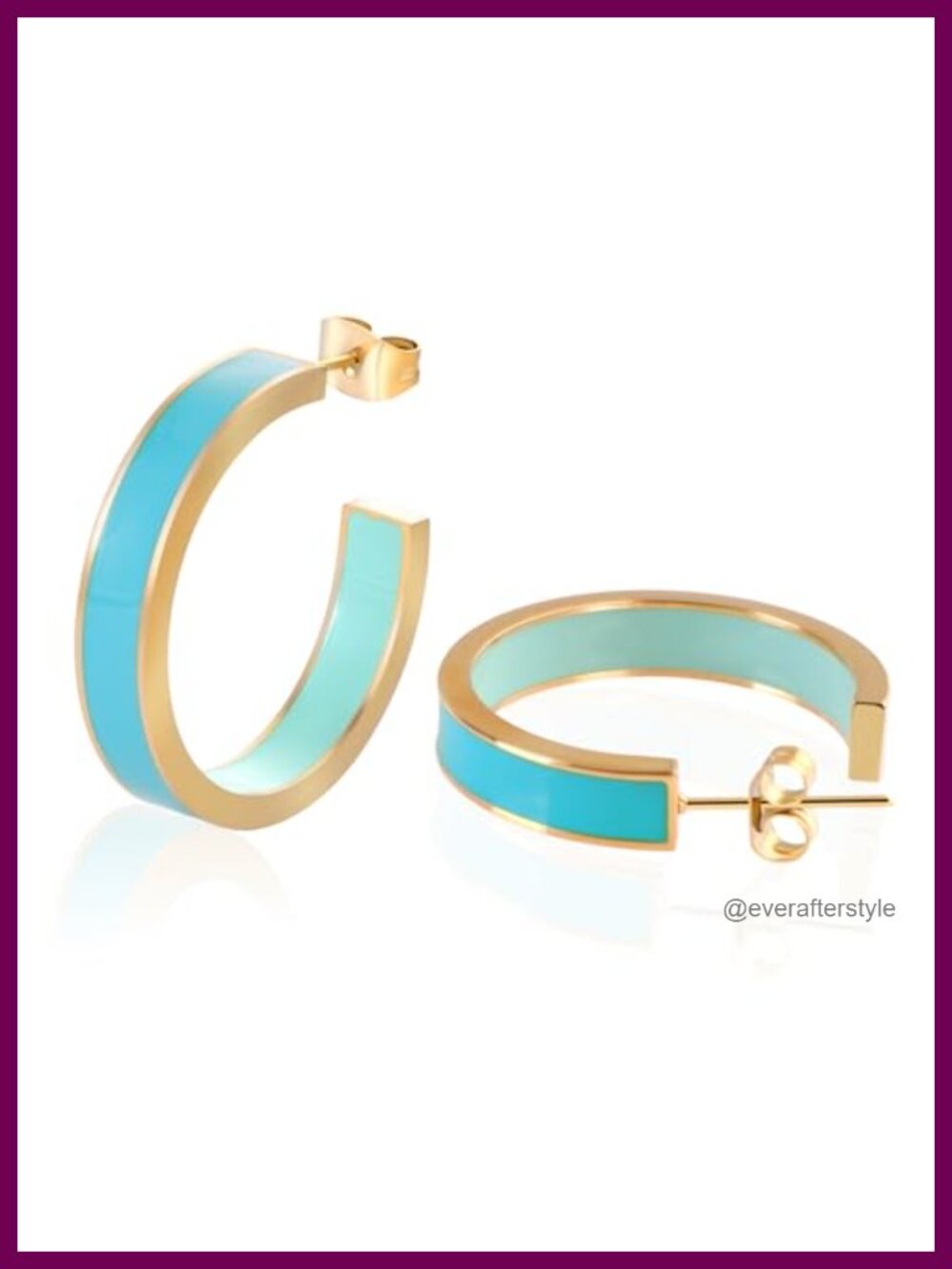 Chunky Enamel Hoop Earrings 18K Gold Plated C Shaped Huggie Earrings